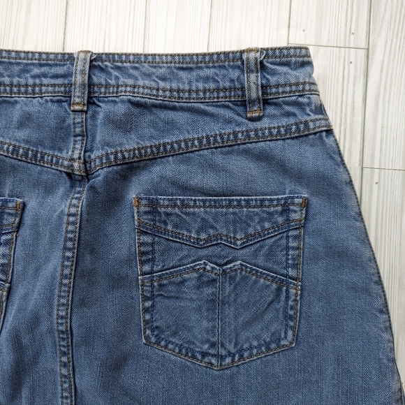 Free People Denim A Line Button Front Mini Jean Skirt in Stone Wash Size 29 - Picture 5 of 10